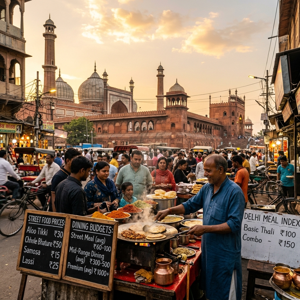 Delhi Food Cost Guide 2026: Street Food Prices, Dining Budgets, and Meal Index
